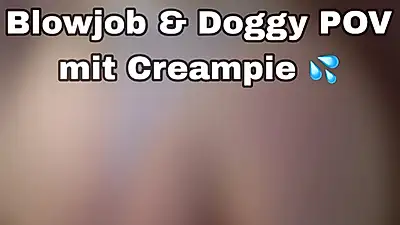 Drooling deep t****t & hard doggy-f**k 🥵💦 He fills my tight pink pussy to the brim!