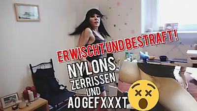 Caught and punished!! Nylons ripped and AO F**KED POV