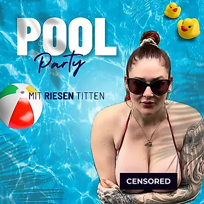 Pool party with huge tits
