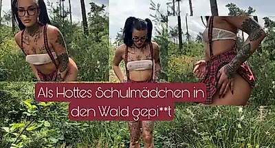 Hottie's schoolgirl fucked in the forest