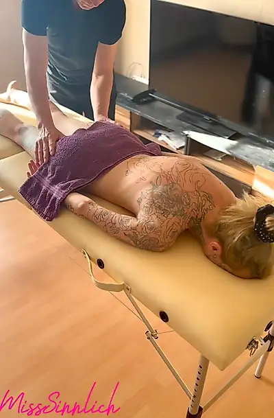 Fucked by the masseur and his apprentice 