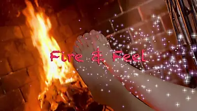 feet on the fireplace