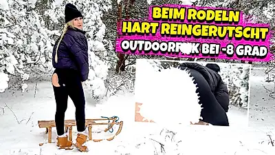 I slipped hard while sledding - outdoor sex at -8 degrees Celsius