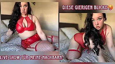 ❤️Curvy tiener - genietend van de hebzuchtige blikken van haar buren👀❤️