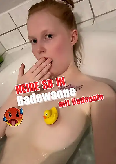 SB with rubber duck in bathtub...