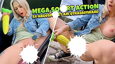 5x hosed down on the roadside - Mega S****ting Action