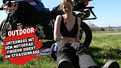 Secretly fucked on a biker tour until double orgasm! 