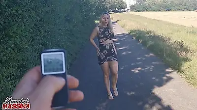 Remote orgasm f***ing control with multiple orgasms, public