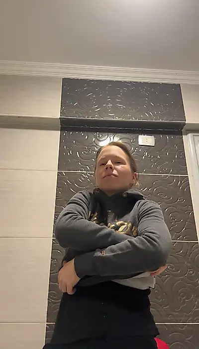 Hot striptease in the bathroom