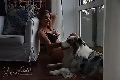 Cuddling naked at the window 18+