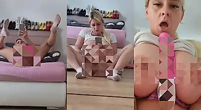 4:08 Sb Video naked in socks, selfie mode, dildo + vibrator and fucking, dirty talk, pussy orgasm, cunt, big tits, from head to toe including masturbation instructions