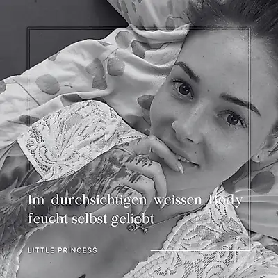 Wet self-love in a transparent white bodysuit