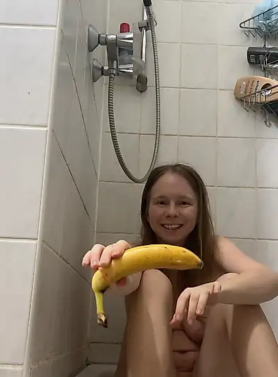 stuffing a banana into my wet pussy