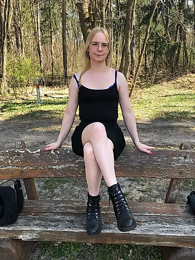 Hot on a bench in the forest