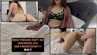 FREMDGEHEN on vacation?!😅 My boyfriend calls while another DOGGY takes me!!!🥵🥵😈