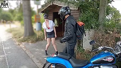 OMG!!! Motorcyclist recognizes me at the Public P**s and wants to join in.