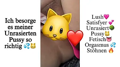 Unshaved pussy satisfying🐱💦 
