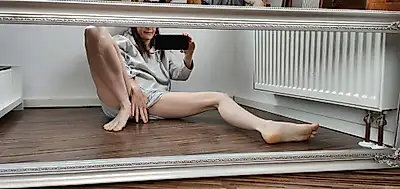 Masturbating while lying in bed in my beautiful thong