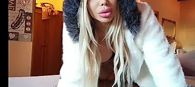 In fur coat underneath only thong bra representative seduced !!!