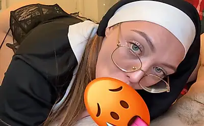 Naughty nun gets punished 😈 Full blowjob + Hard fuck