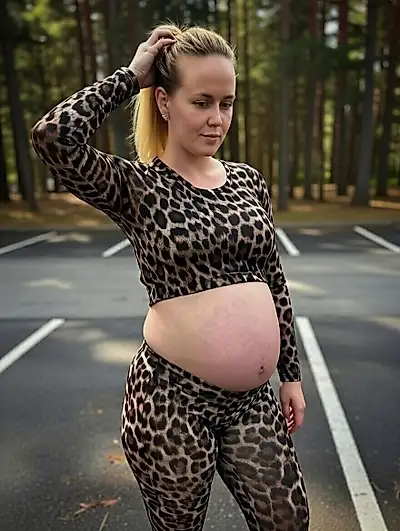 Pregnant streetwalker Saskia blows a big dick in a car for 10 euros.