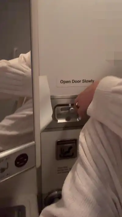 Jasmine is pleasuring herself in the airplane toilet